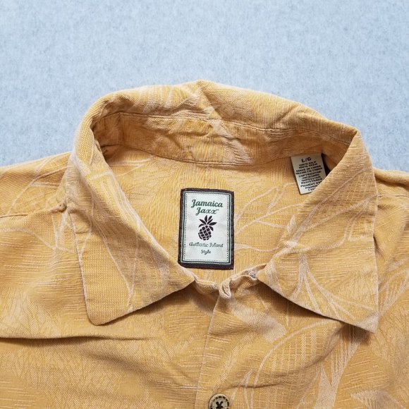 Jamaica Jaxx Shirt Mens Large Orange Hawaiian Button Up Short‎ Sleeve 100% Silk - Picture 5 of 9